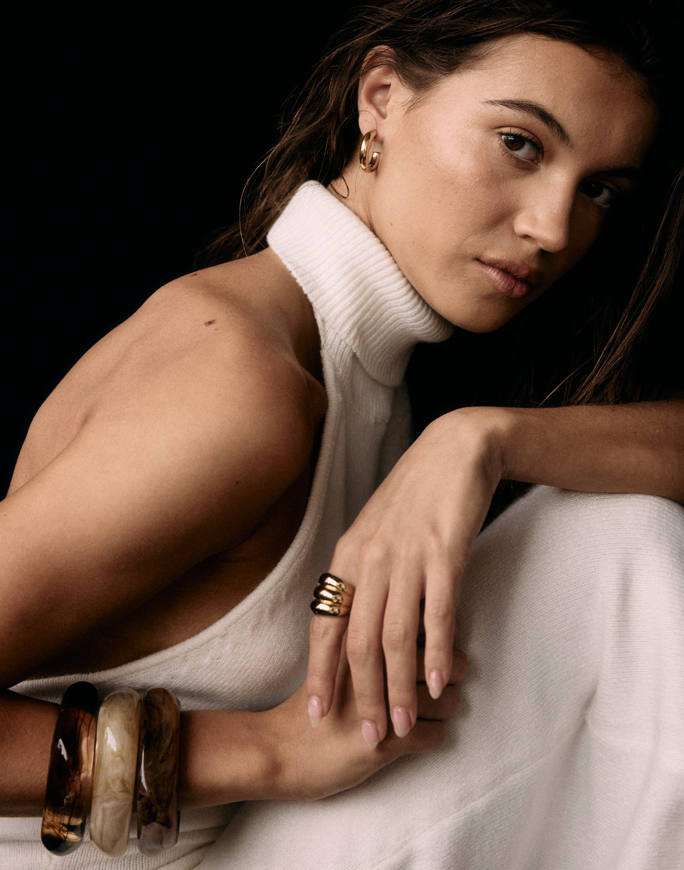 Lotta Earrings (Gold) | CHARCOAL Exclusive - Round Push Back Earring - Women's Accessories - Charcoal Clothing