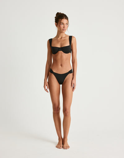Layla Balconette Bikini Top (Black) | CHARCOAL Exclusive - Balconette Unwire Cup Bikini Top - Women's Swimwear - Charcoal Clothing