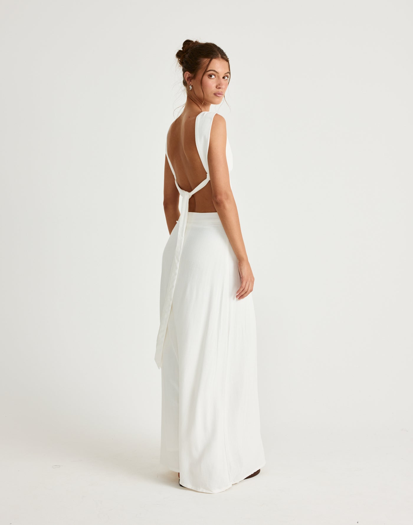 Aleah Maxi Skirt (White) | CHARCOAL Exclusive - White Linen High Waisted Maxi Skirt - Women's Skirt - Charcoal Clothing