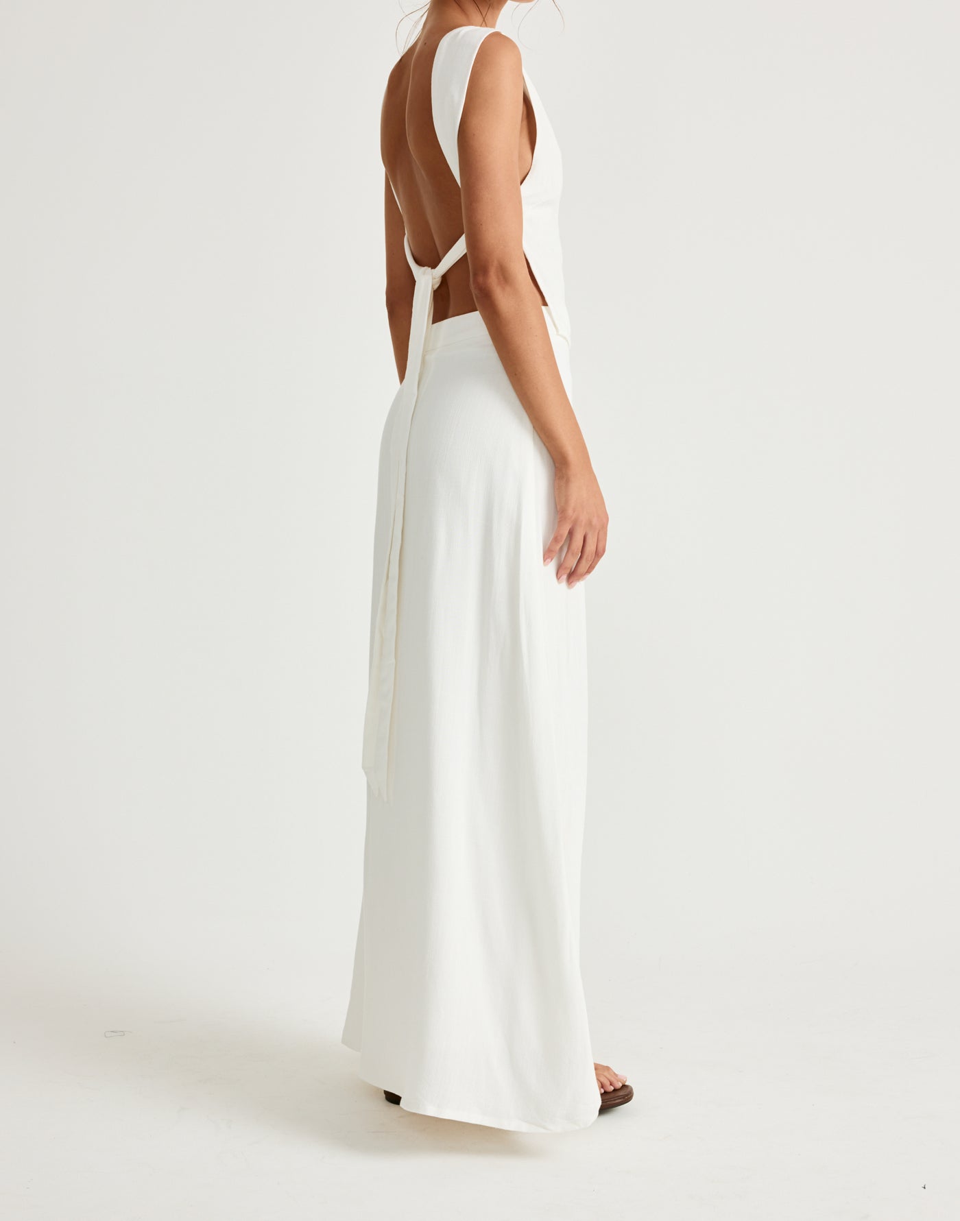 Aleah Maxi Skirt (White) | CHARCOAL Exclusive - White Linen High Waisted Maxi Skirt - Women's Skirt - Charcoal Clothing