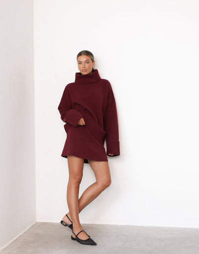 Joey Mini Skirt (Shiraz) | CHARCOAL Exclusive - High Waisted Soft Knit Mini Skirt - Women's Skirt - Charcoal Clothing