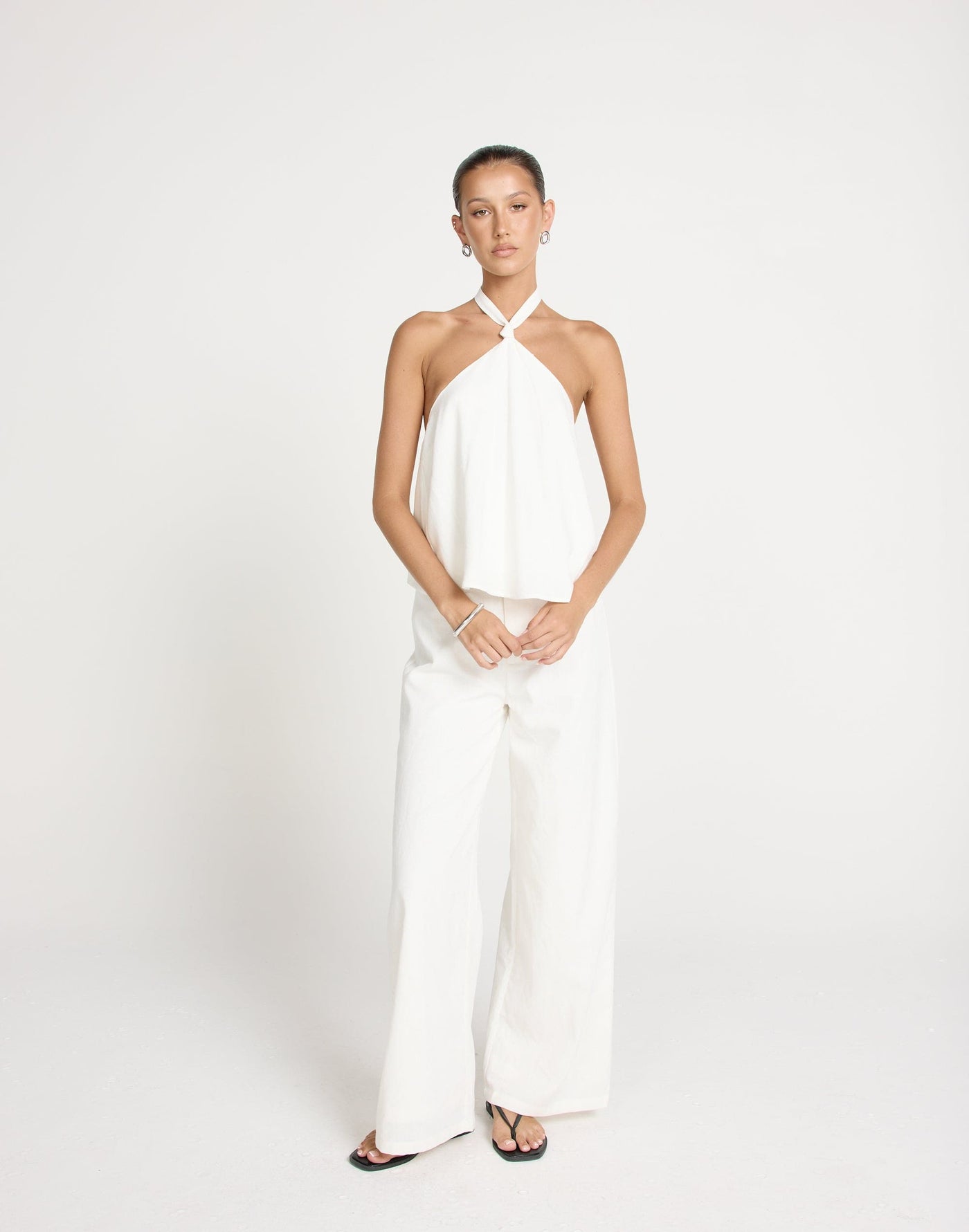 Olin Top (White) | CHARCOAL Exclusive - Halter Neck Loose Fitting Top - Women's Top - Charcoal Clothing