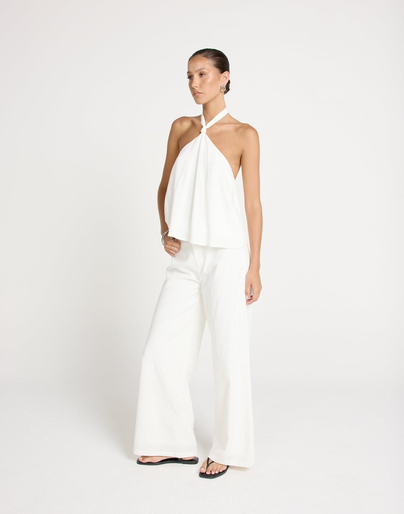Olin Top (White) | CHARCOAL Exclusive - Halter Neck Loose Fitting Top - Women's Top - Charcoal Clothing