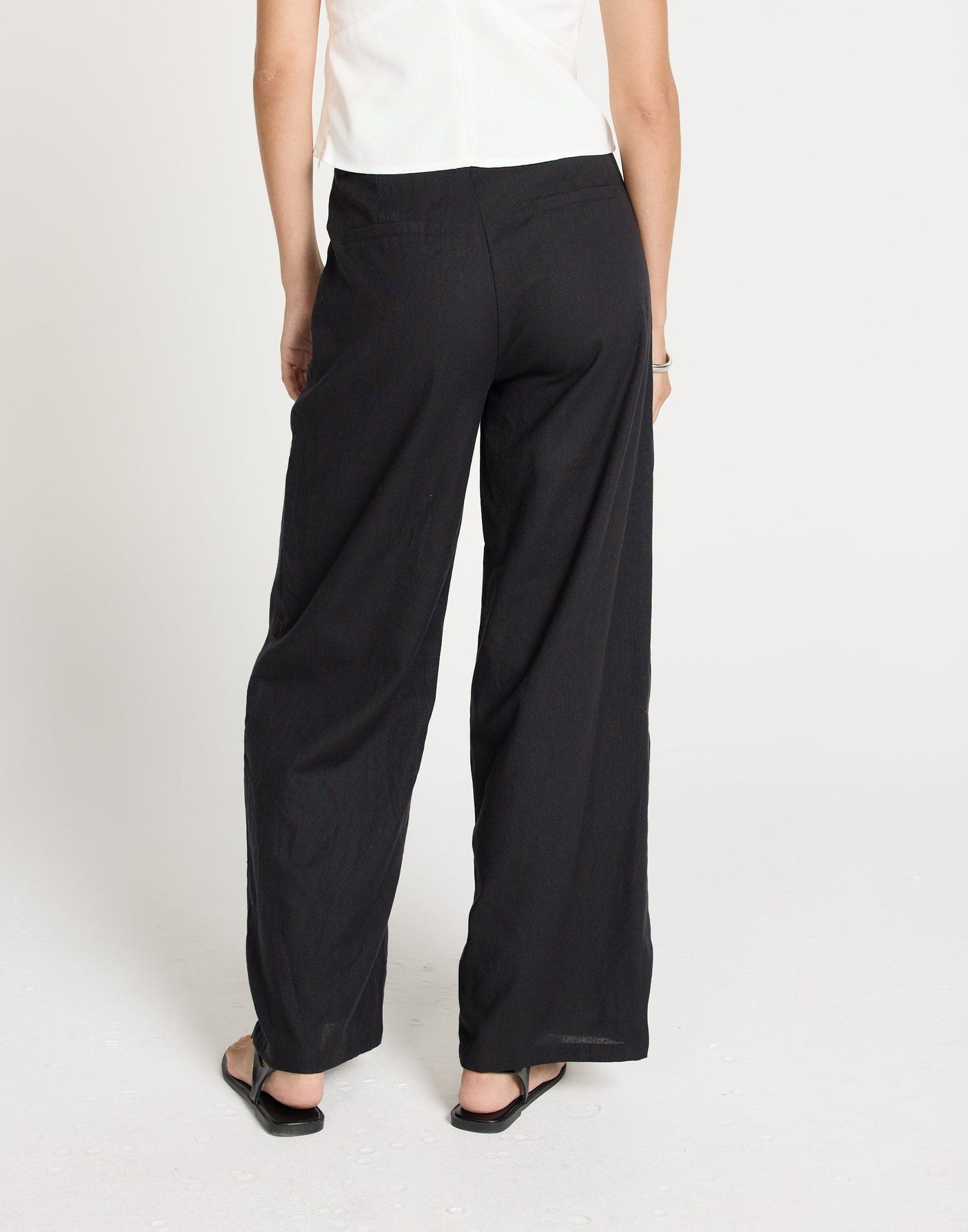 Paradise Pants (Black) | CHARCOAL Exclusive - Mid Rise Wide Leg Basic Pants - Women's Pants - Charcoal Clothing