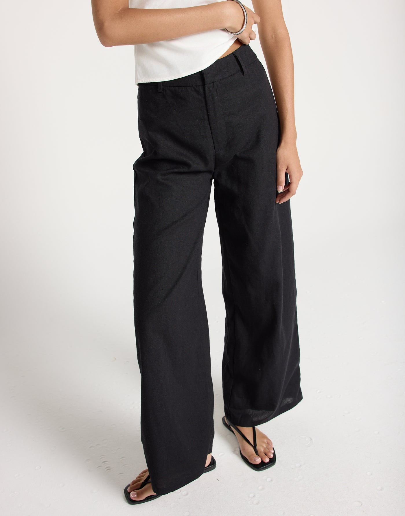 Paradise Pants (Black) | CHARCOAL Exclusive - Mid Rise Wide Leg Basic Pants - Women's Pants - Charcoal Clothing