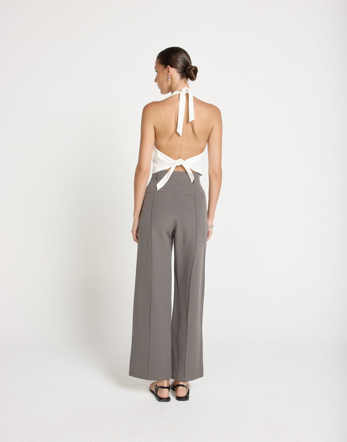 Colden Pants (Slate) - Petite | CHARCOAL EXCLUSIVE | Petite Style Tailored High Rise Pants - Women's Pants - Charcoal Clothing