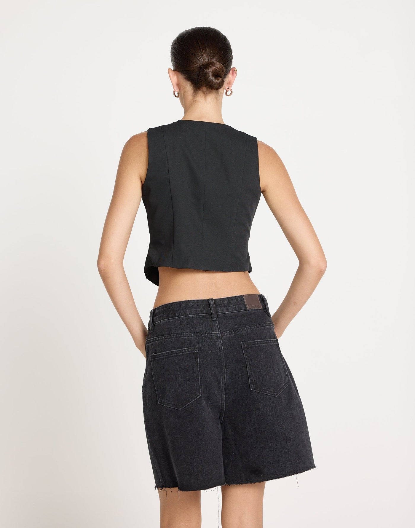 Kimberly Top (Black) | CHARCOAL EXCLUSIVE | Tie Up Bust Detail Vest Style Top - Women's Top - Charcoal Clothing