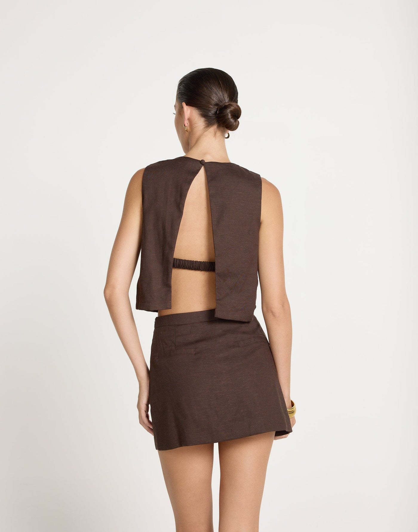 Beckett Top (Chocolate) | CHARCOAL EXCLUSIVE - Open Back Round Neckline Top - Women's Top - Charcoal Clothing