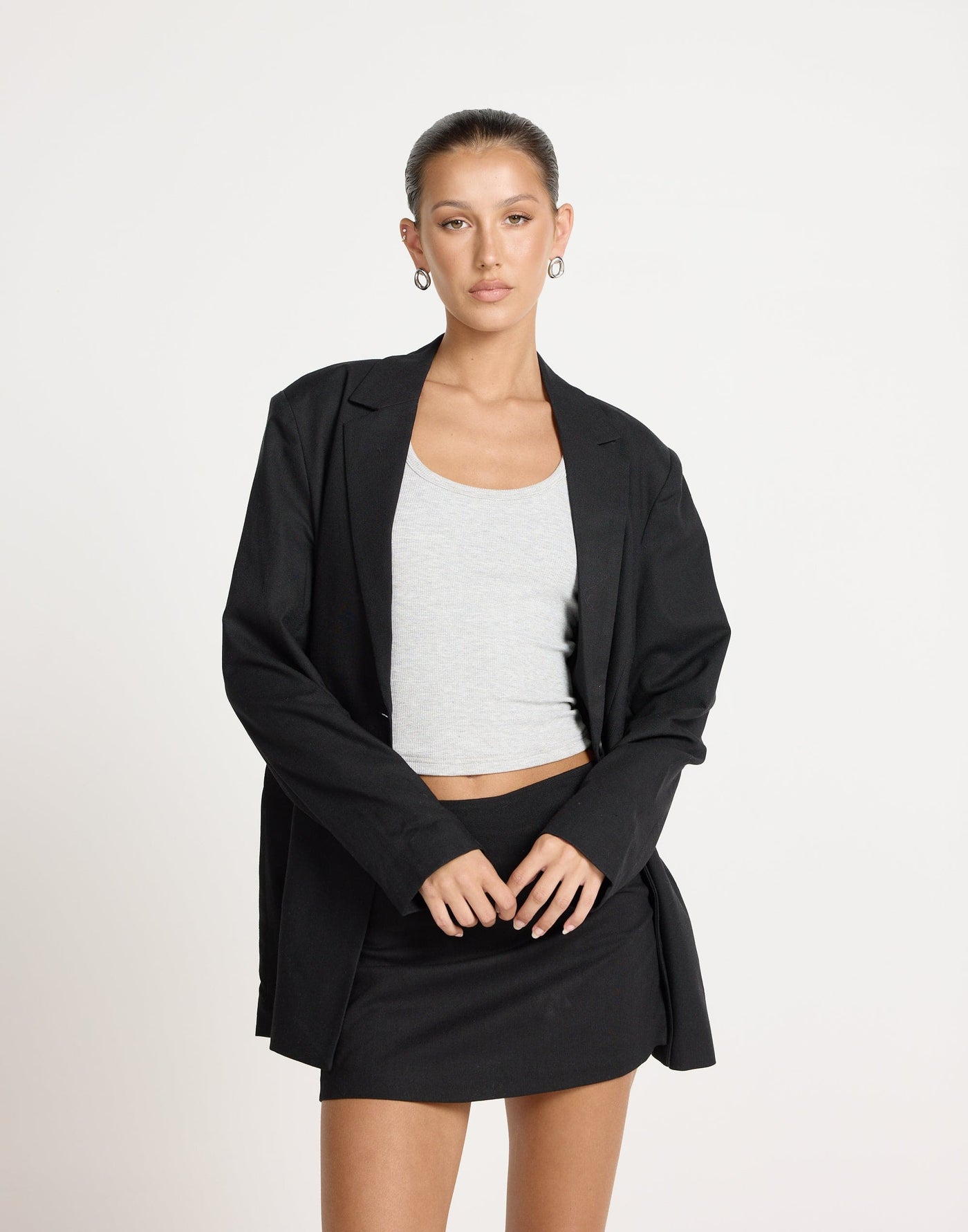 Bradshaw Blazer (Black) | CHARCOAL EXCLUSIVE | Linen Blend Oversized Blazer - Women's Outerwear - Charcoal Clothing
