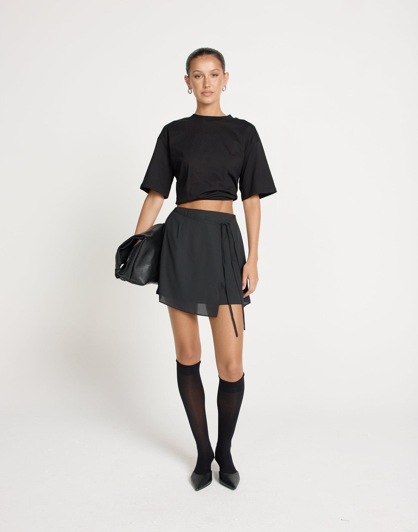 Cynthia Mini Skirt (Black) | CHARCOAL EXCLUSIVE | Tie Up Chiffon Mini Skirt - Women's Skirt - Charcoal Clothing