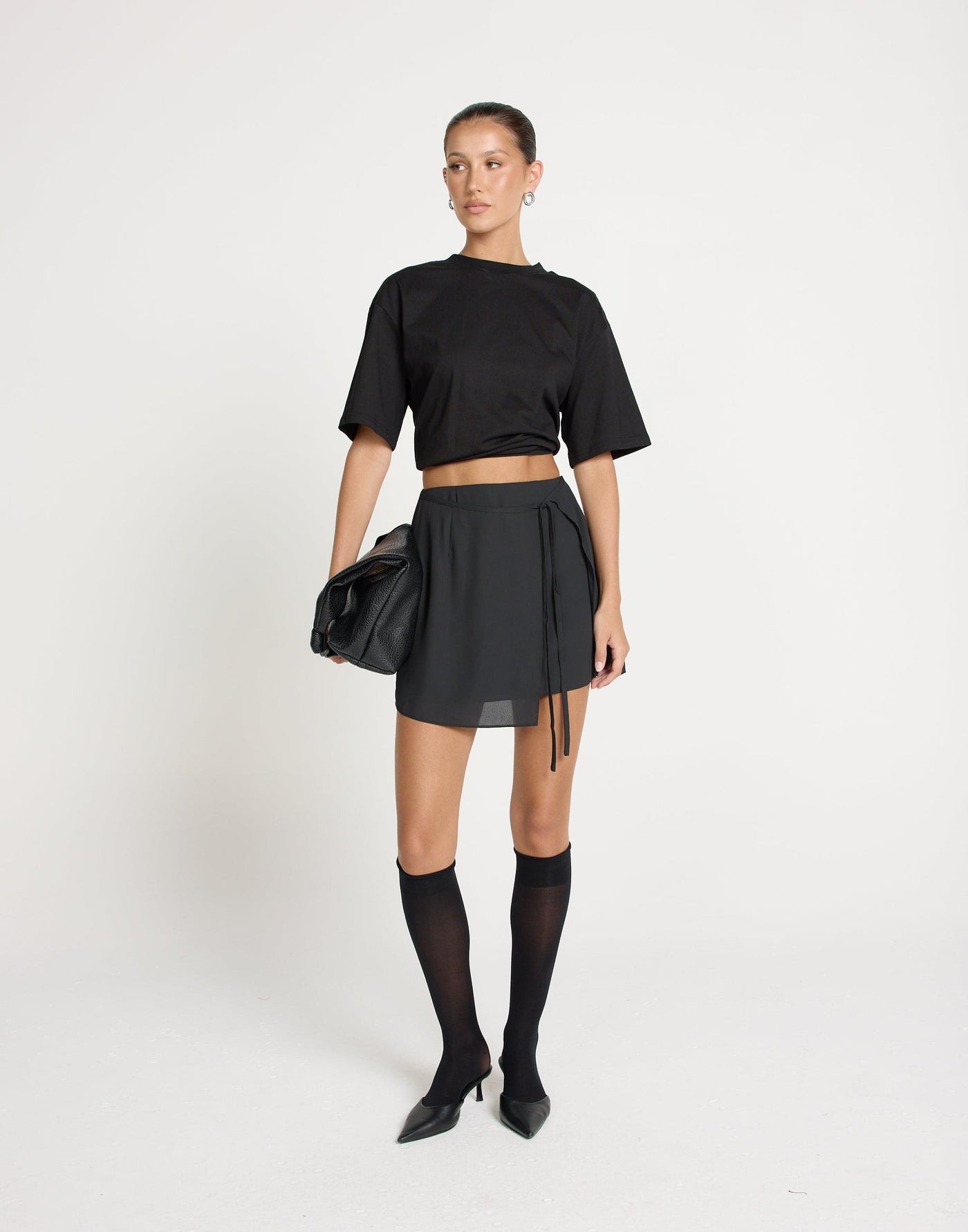 Cynthia Mini Skirt (Black) | CHARCOAL EXCLUSIVE | Tie Up Chiffon Mini Skirt - Women's Skirt - Charcoal Clothing