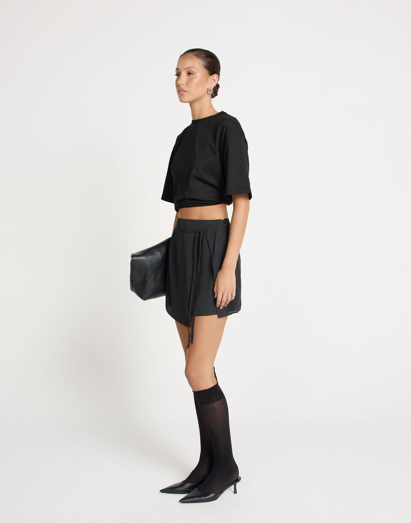 Cynthia Mini Skirt (Black) | CHARCOAL EXCLUSIVE | Tie Up Chiffon Mini Skirt - Women's Skirt - Charcoal Clothing