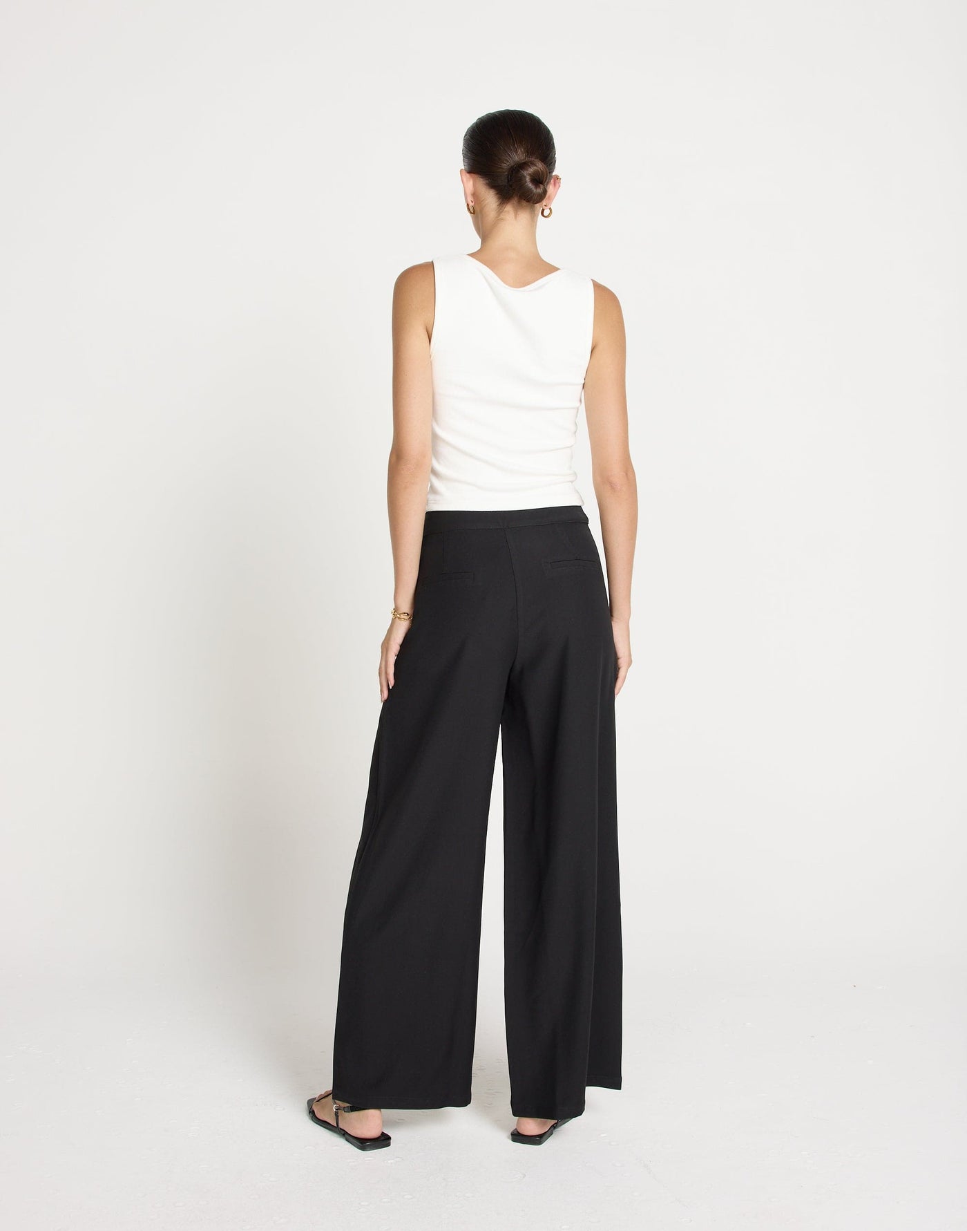 Katja Pants (Black) | CHARCOAL EXCLUSIVE | Adjustable Buckle Detail Mid Rise Pants - Women's Pants - Charcoal Clothing