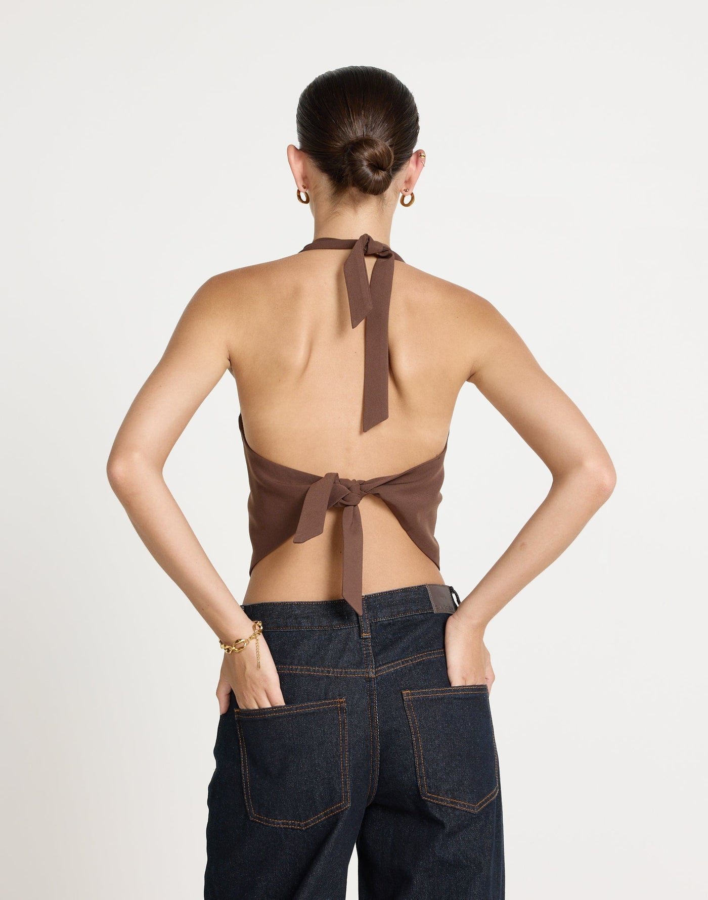 Kailani Top (Cocoa) | CHARCOAL CLOTHING | Open Front And Back Halter Tie Up Top - Women's Top - Charcoal Clothing