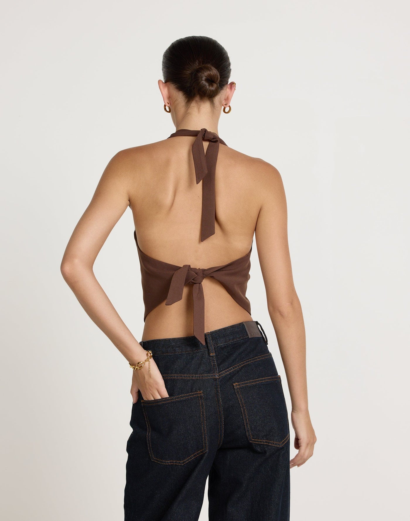 Kailani Top (Cocoa) | CHARCOAL CLOTHING | Open Front And Back Halter Tie Up Top - Women's Top - Charcoal Clothing