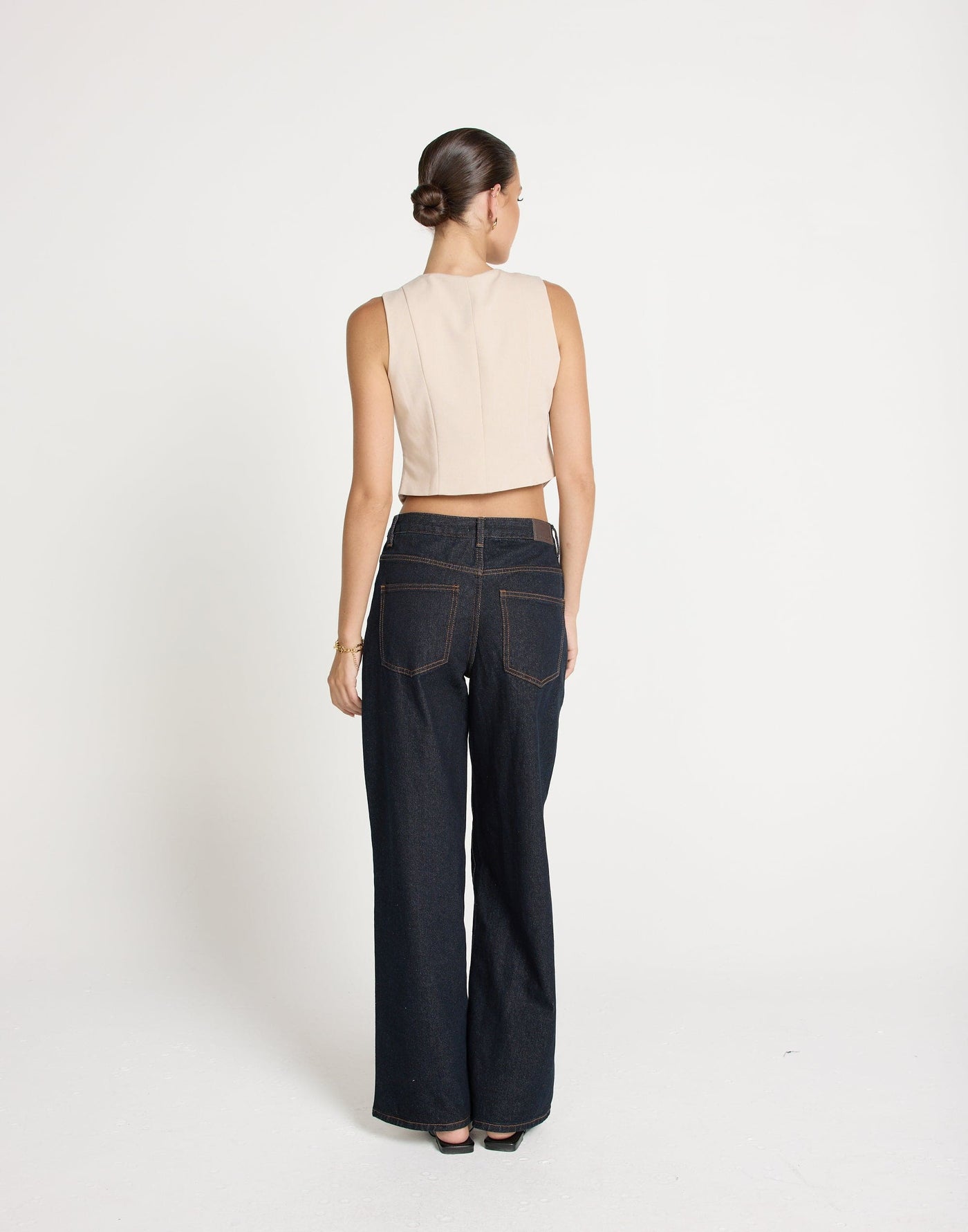 Kimberly Top (Latte) | CHARCOAL EXCLUSIVE | Tie Up Bust Detail Vest Style Top - Women's Top - Charcoal Clothing