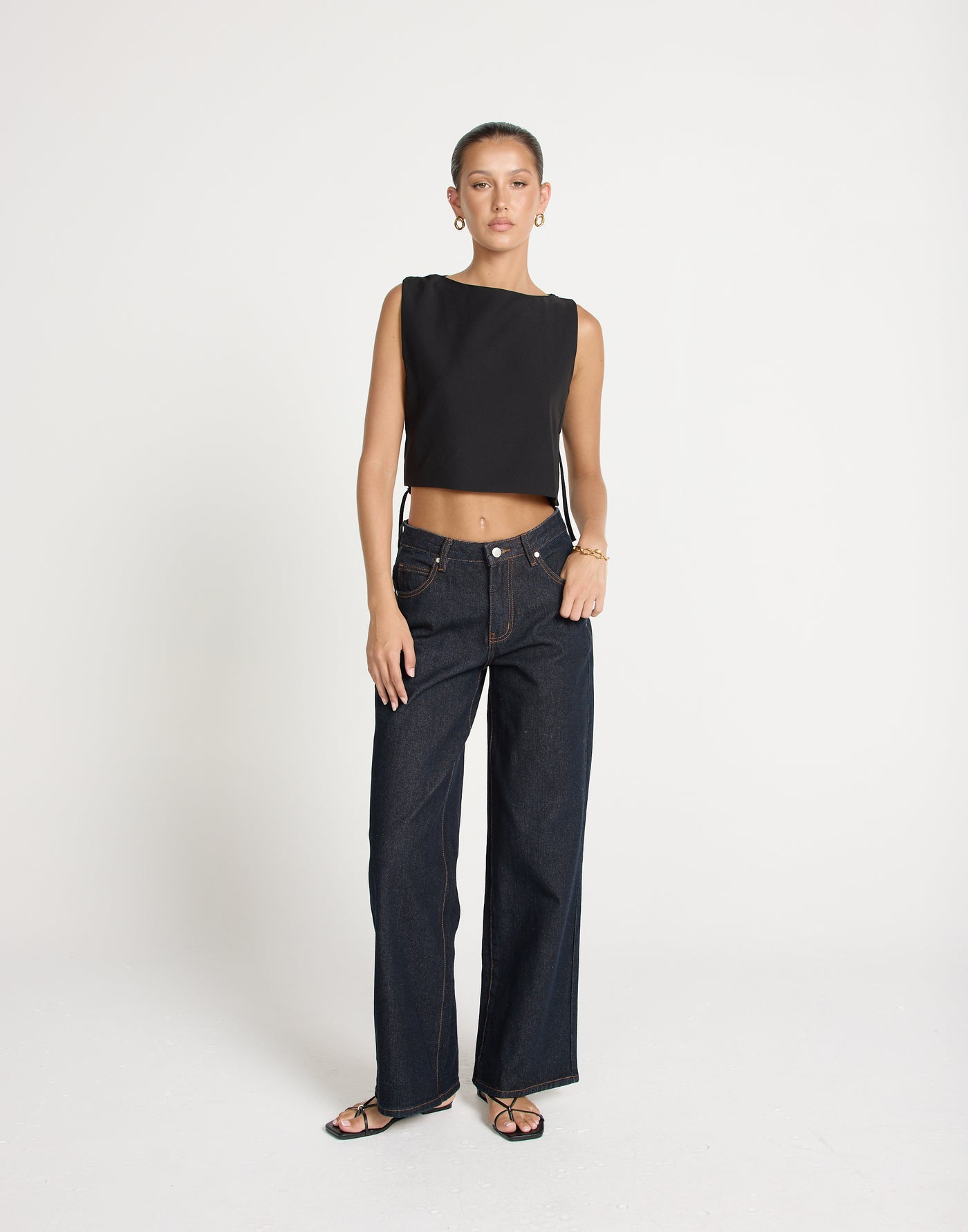 Sotiria Top (Black) | CHARCOAL EXCLUSIVE | Open Tie Up Back High Neck - Women's Top - Charcoal Clothing