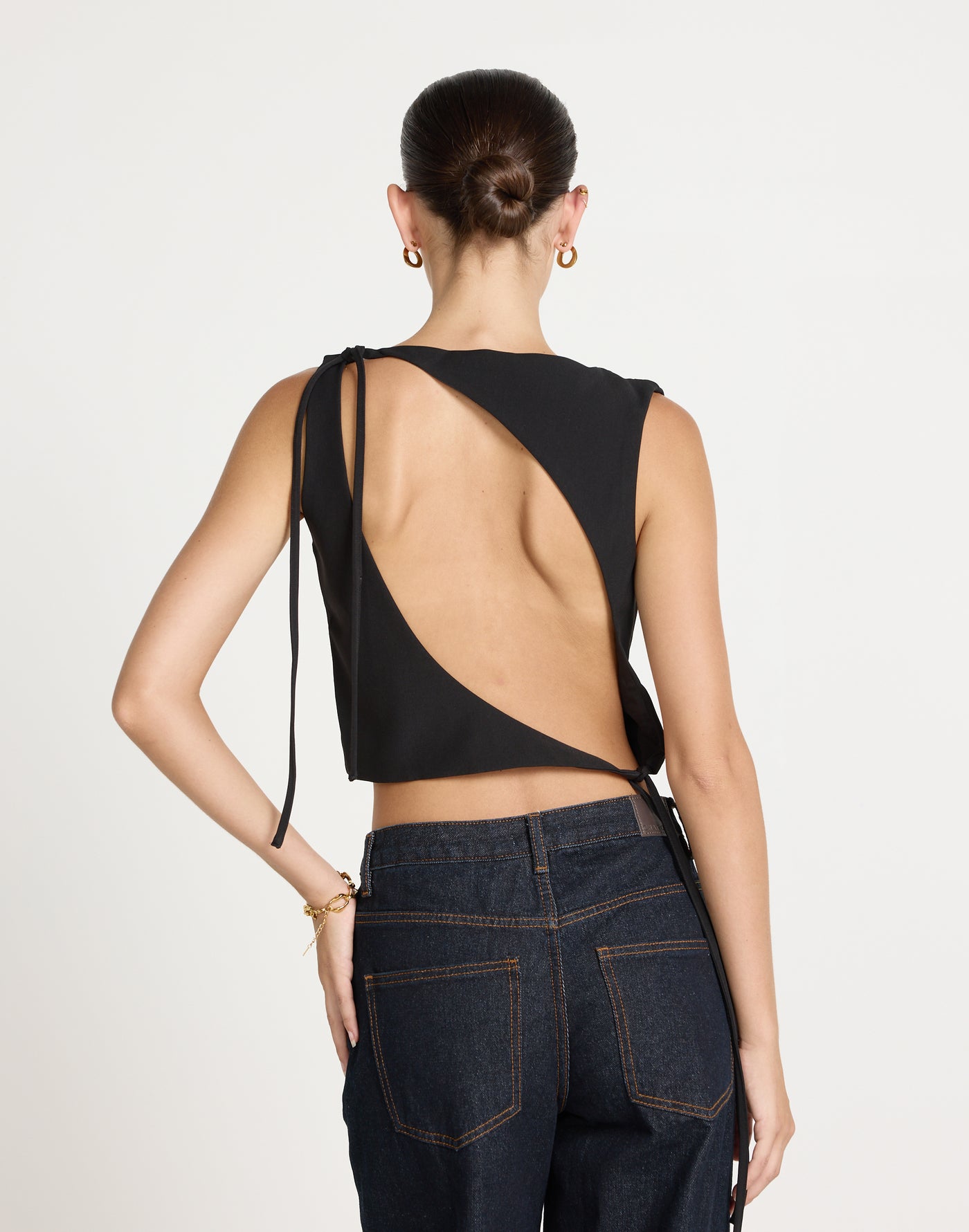 Sotiria Top (Black) | CHARCOAL EXCLUSIVE | Open Tie Up Back High Neck - Women's Top - Charcoal Clothing