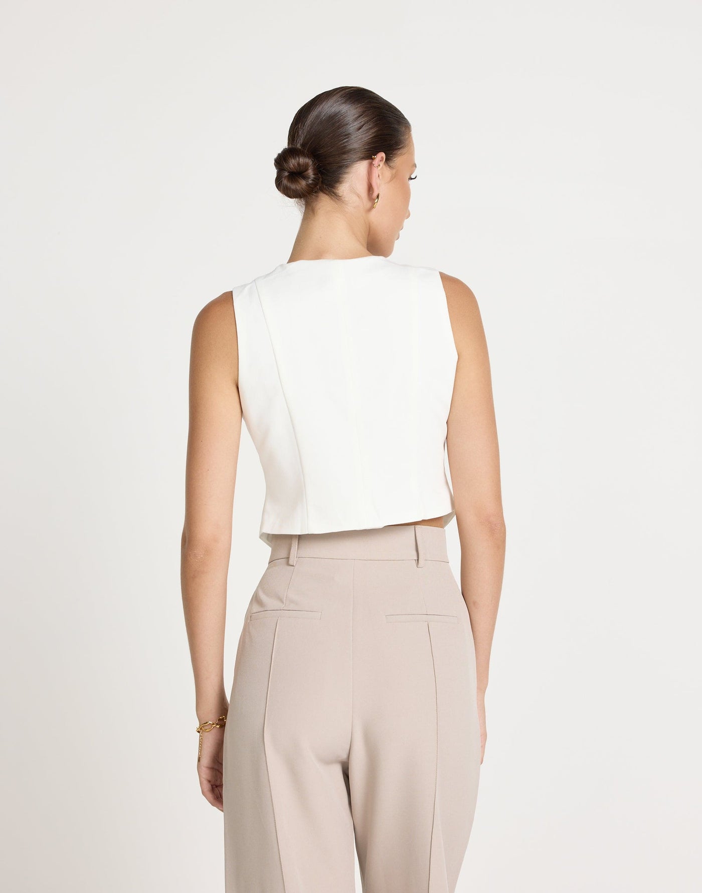 Kimberly Top (White) | CHARCOAL EXCLUSIVE | Tie Up Bust Detail Vest Style Top - Women's Top - Charcoal Clothing