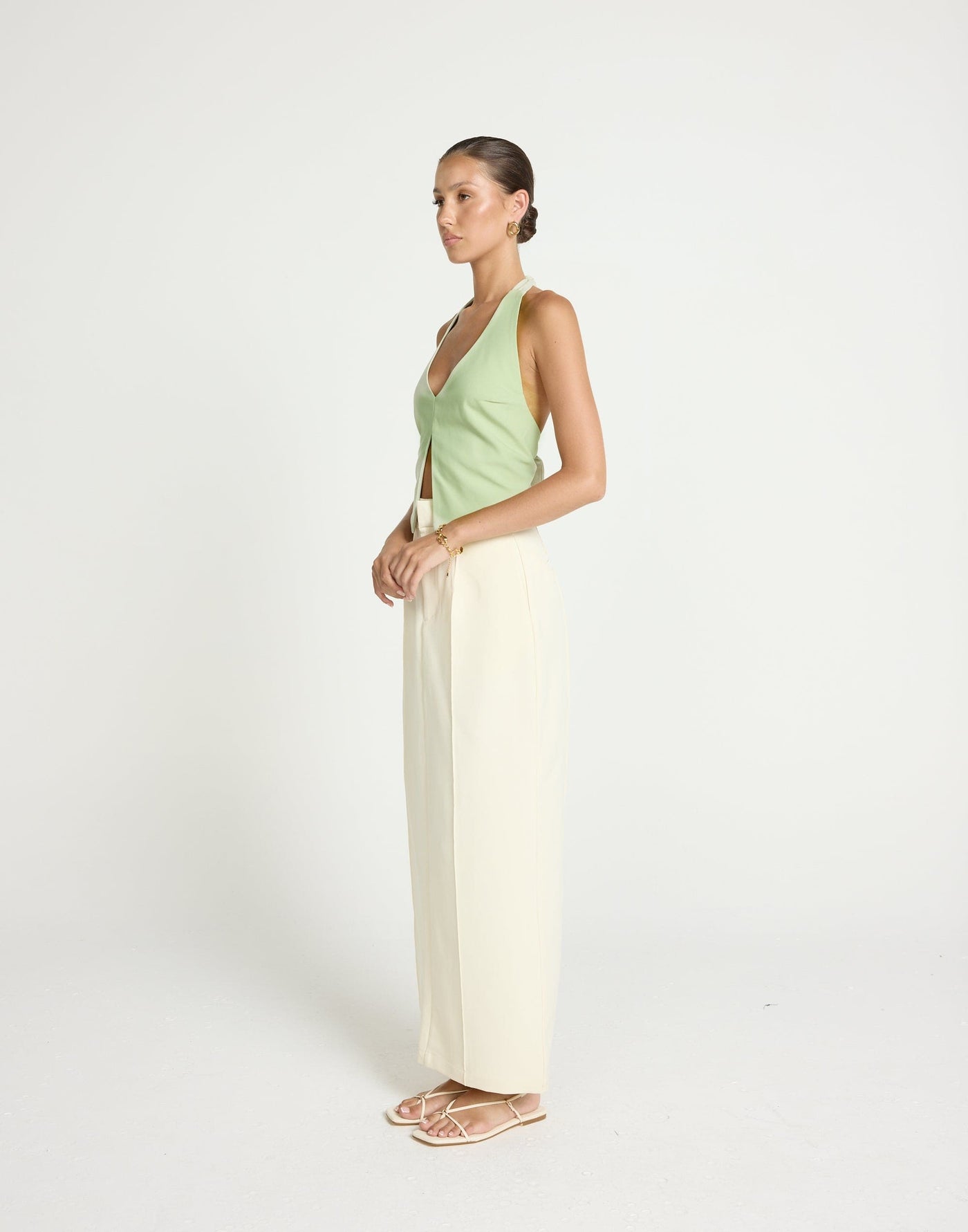 Kailani Top (Sage) | CHARCOAL CLOTHING | Open Front And Back Halter Tie Up Top - Women's Top - Charcoal Clothing