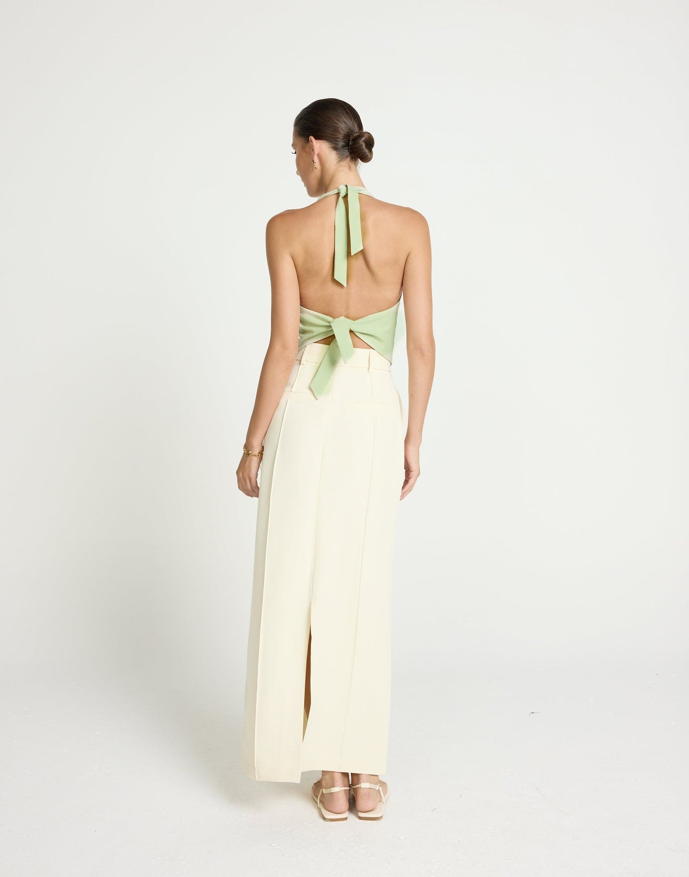 Kailani Top (Sage) | CHARCOAL CLOTHING | Open Front And Back Halter Tie Up Top - Women's Top - Charcoal Clothing