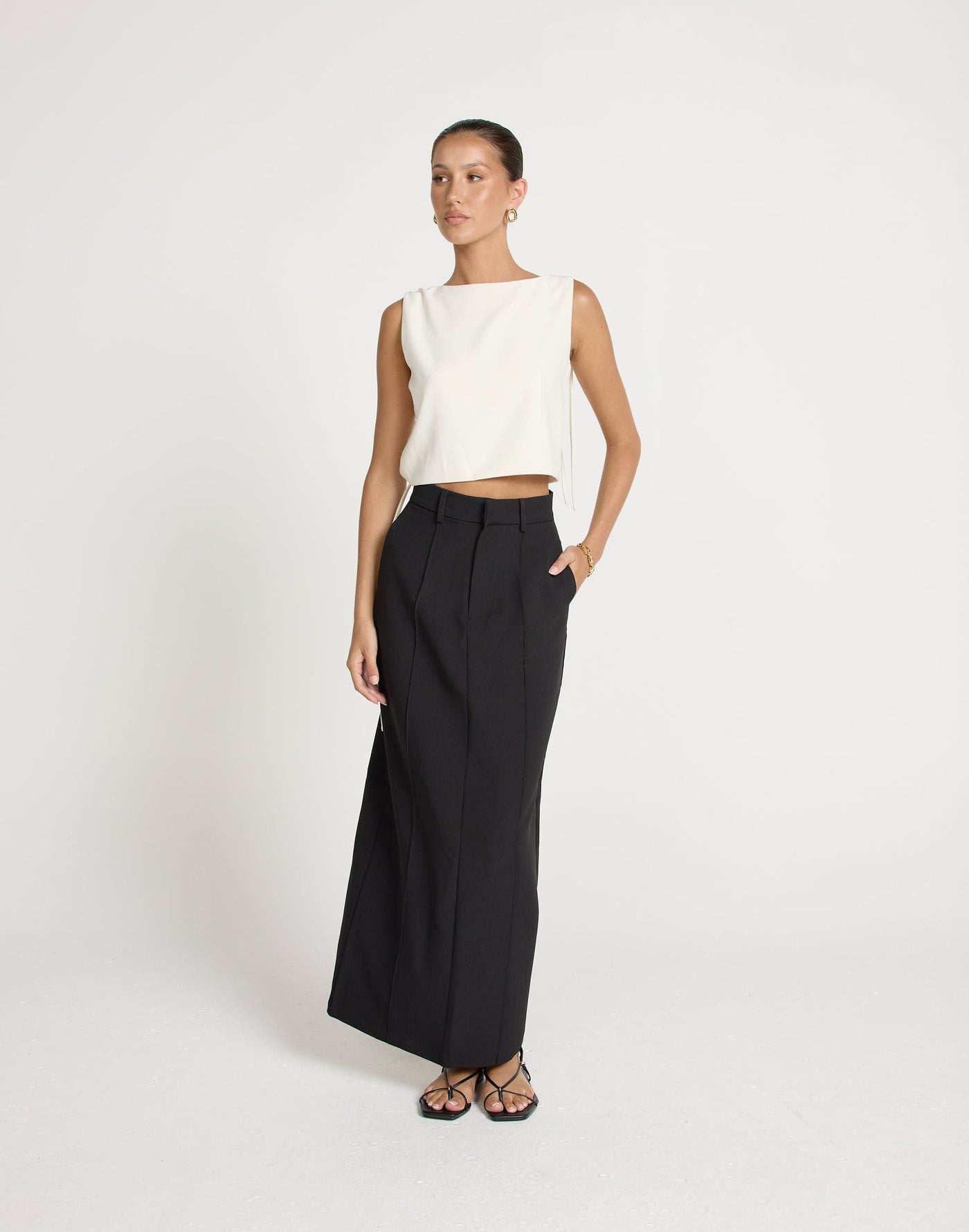 Colden Maxi Skirt (Black) | CHARCOAL EXCLUSIVE | Suiting Workwear Maxi Skirt - Women's Skirts - Charcoal Clothing