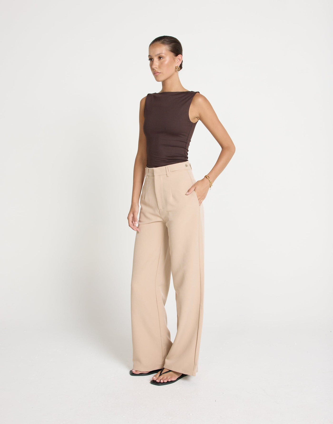 Heatwave Top (Chocolate) | CHARCOAL Exclusive - Boat Neckline Bodycon Butter Jersey Top - Women's Top - Charcoal Clothing