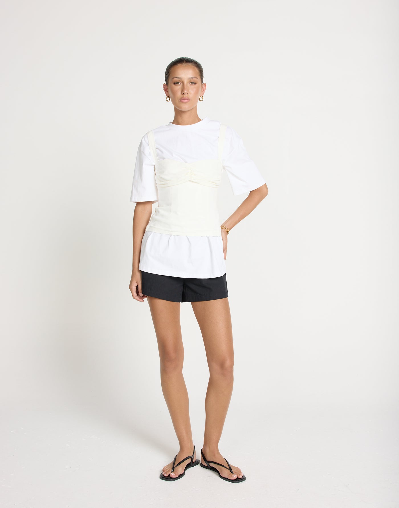 Helga Top (White) | CHARCOAL Exclusive - Sweetheart Neckline Gathered Bust Detail Top - Women's Top - Charcoal Clothing
