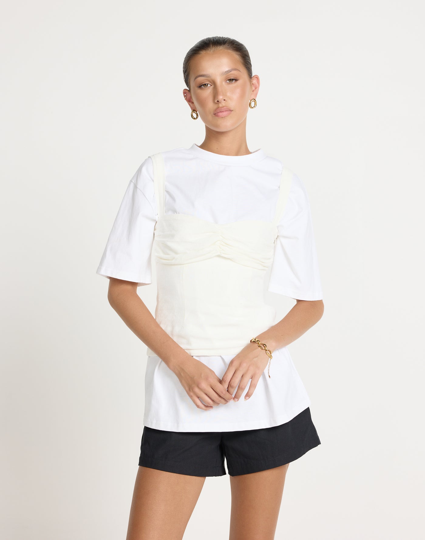 Helga Top (White) | CHARCOAL Exclusive - Sweetheart Neckline Gathered Bust Detail Top - Women's Top - Charcoal Clothing