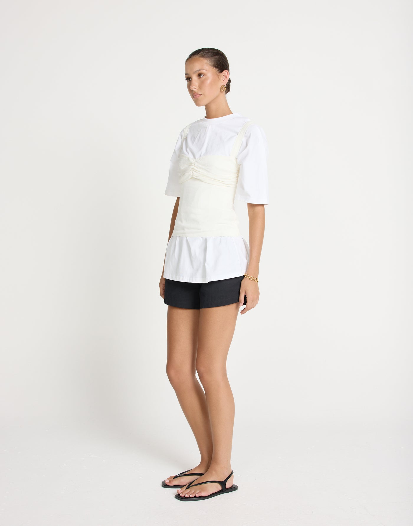 Helga Top (White) | CHARCOAL Exclusive - Sweetheart Neckline Gathered Bust Detail Top - Women's Top - Charcoal Clothing