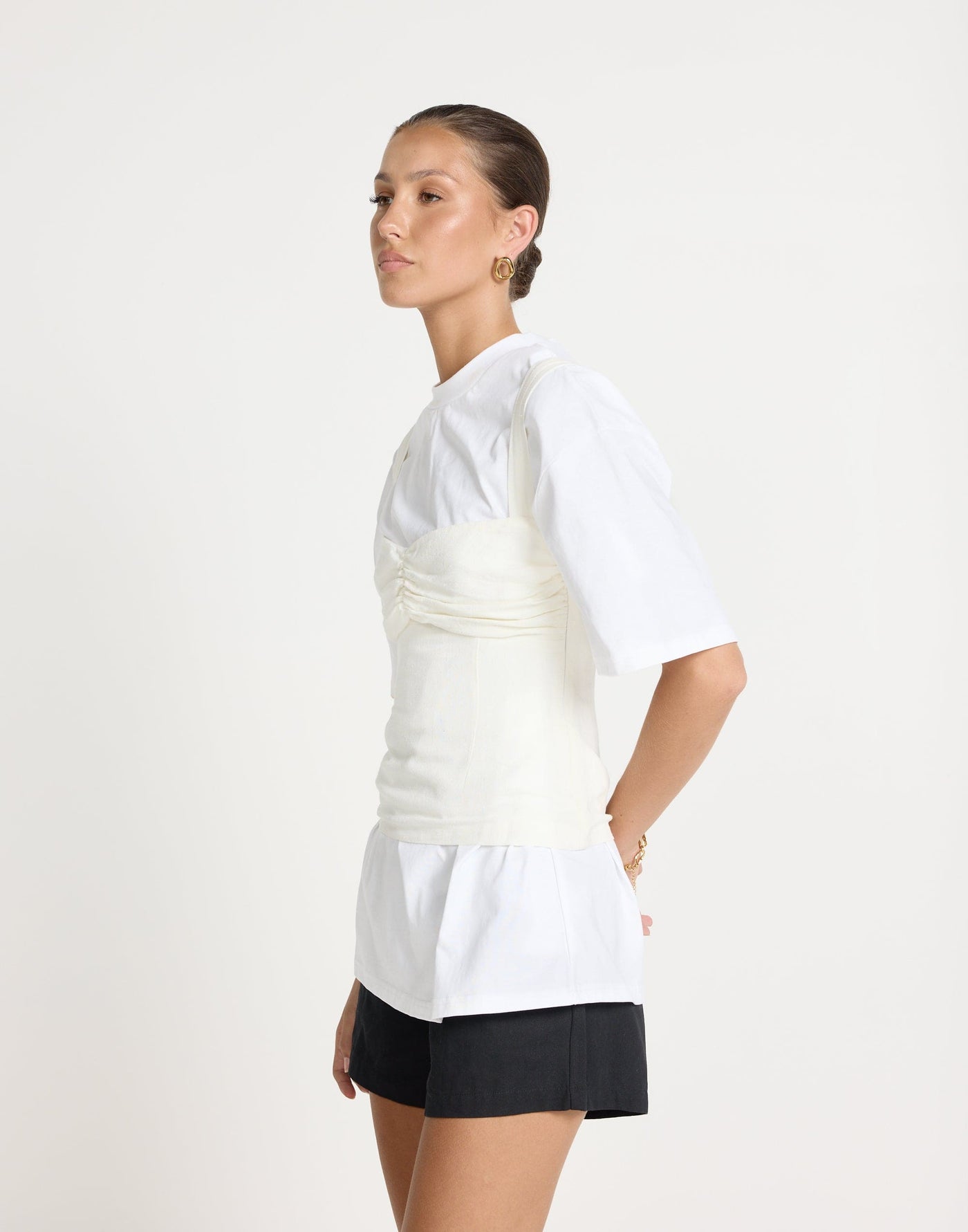 Helga Top (White) | CHARCOAL Exclusive - Sweetheart Neckline Gathered Bust Detail Top - Women's Top - Charcoal Clothing