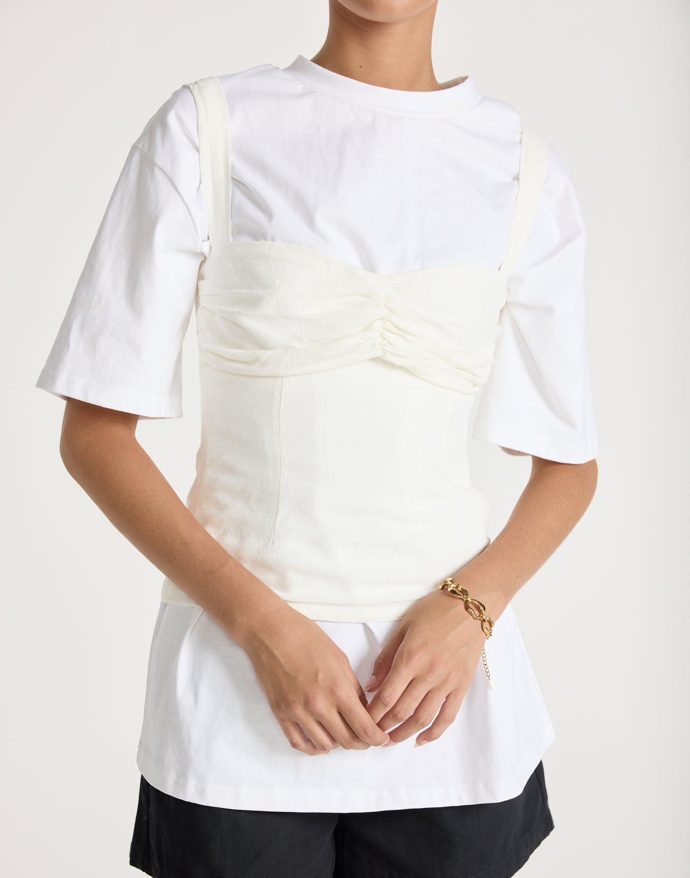 Helga Top (White) | CHARCOAL Exclusive - Sweetheart Neckline Gathered Bust Detail Top - Women's Top - Charcoal Clothing