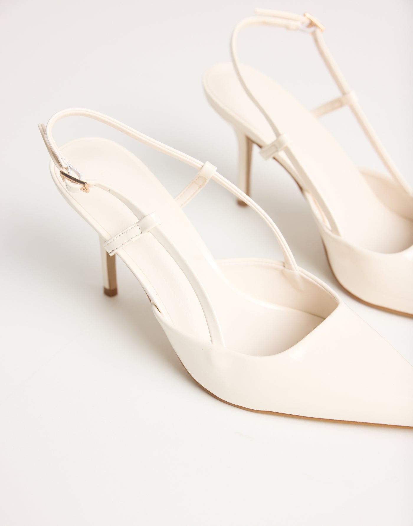 Bethany Heels (Bone Patent) - By Billini - Bone Pointed Toe Slingback Heel - Women's Shoes - Charcoal Clothing