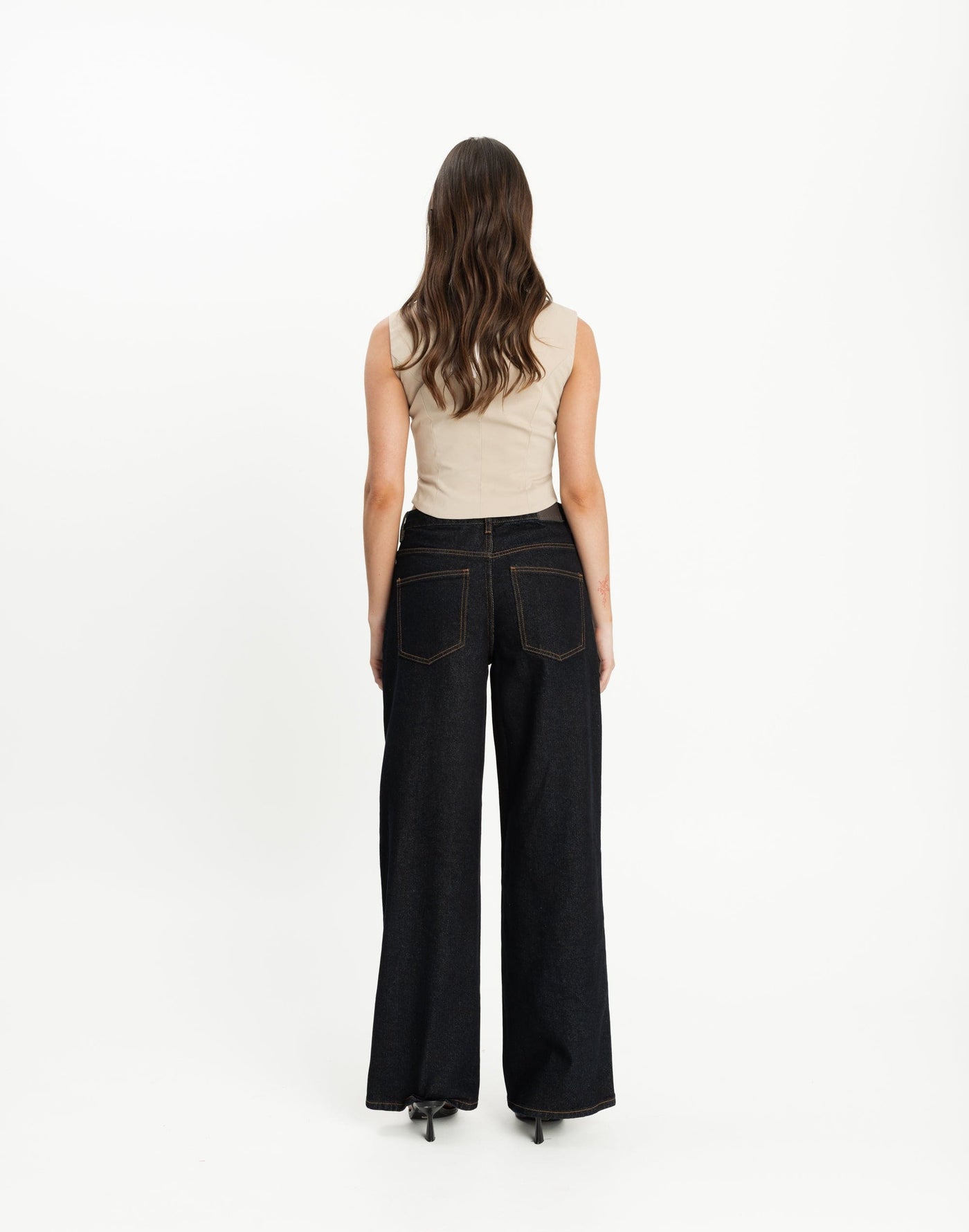 Picnic Top (Latte) | CHARCOAL Exclusive - Round Neckline Centre Front Button Closure Top - Women's Top - Charcoal Clothing