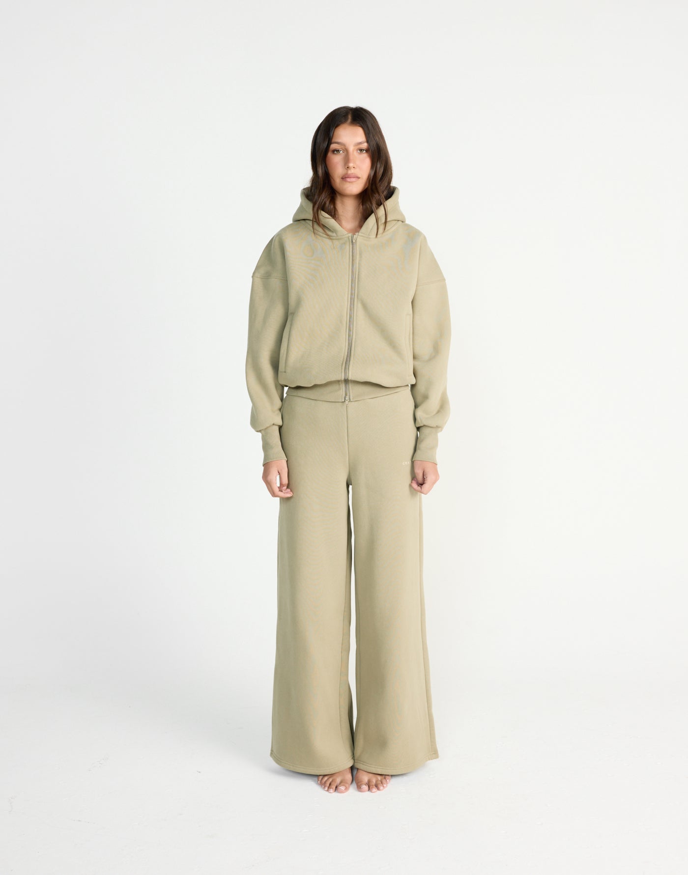 Elija Zip Hoodie (Matcha) | CHARCOAL EXCLUSIVE | Zip up hoodie with fleece lining - Women's Outerwear - Charcoal Clothing