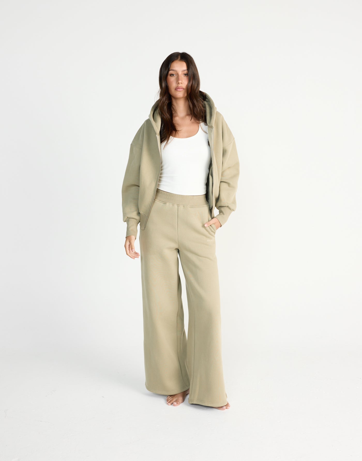 River Wide Leg Tracksuit Pants (Matcha) | CHARCOAL EXCLUSIVE | High waisted tracksuit pants with a wide leg - Women's Pants - Charcoal Clothing