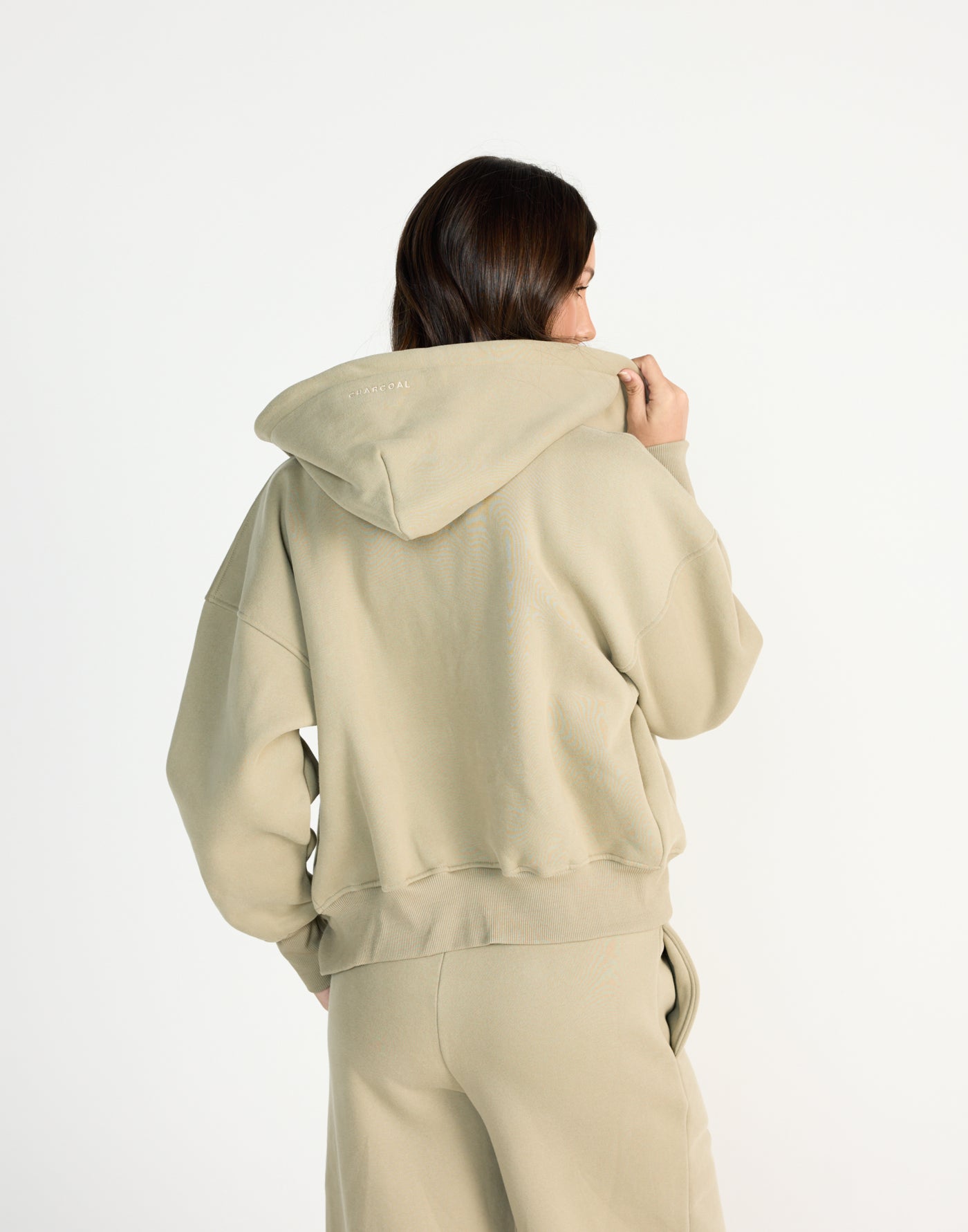 Elija Zip Hoodie (Matcha) | CHARCOAL EXCLUSIVE | Zip up hoodie with fleece lining - Women's Outerwear - Charcoal Clothing