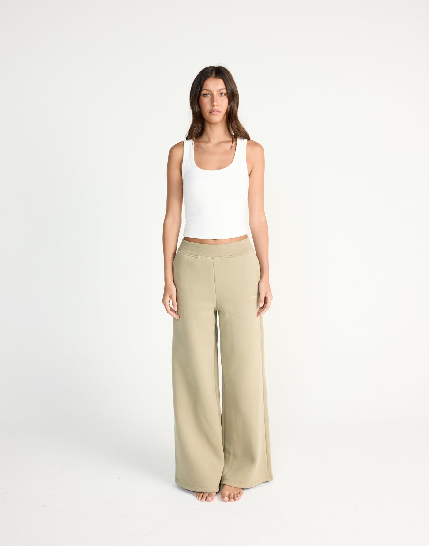River Wide Leg Tracksuit Pants (Matcha) | CHARCOAL EXCLUSIVE | High waisted tracksuit pants with a wide leg - Women's Pants - Charcoal Clothing