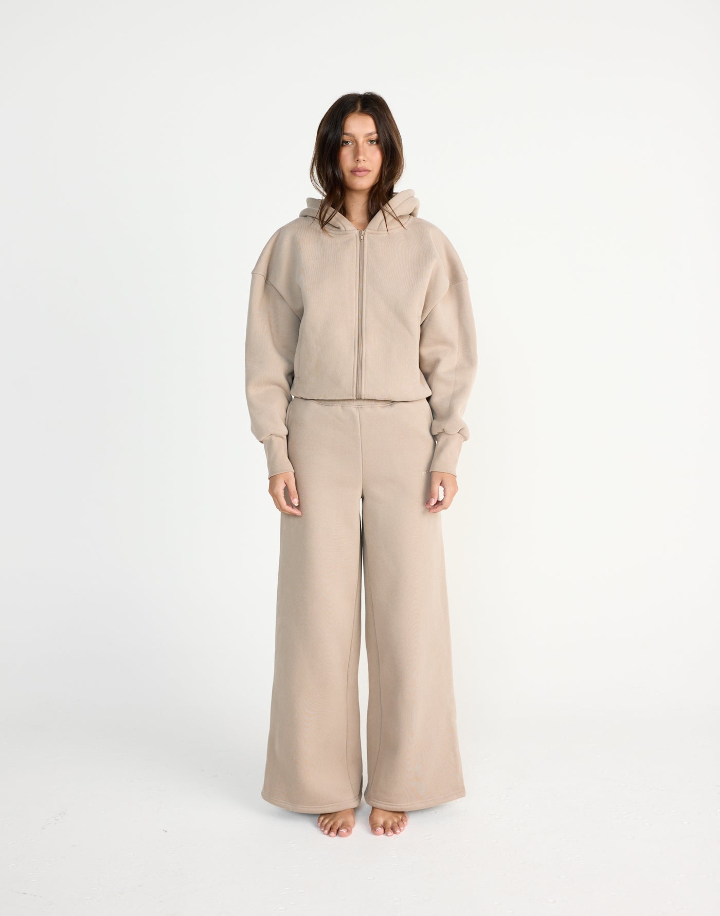 River Wide Leg Tracksuit Pants (Stone) | CHARCOAL EXCLUSIVE | High waisted tracksuit pants with a wide leg - Women's Pants - Charcoal Clothing