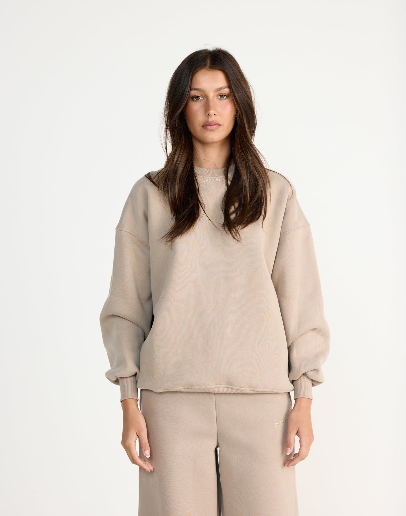 Ellis Sweatshirt (Stone) | CHARCOAL EXCLUSIVE | Crew neck jumper with fleece lining - Women's Outerwear - Charcoal Clothing