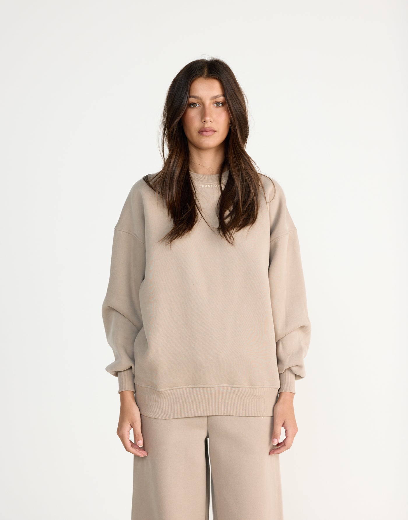 Ellis Sweatshirt (Stone) | CHARCOAL EXCLUSIVE | Crew neck jumper with fleece lining - Women's Outerwear - Charcoal Clothing