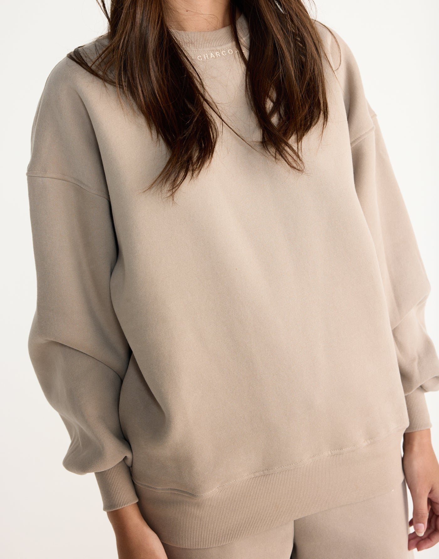 Ellis Sweatshirt (Stone) | CHARCOAL EXCLUSIVE | Crew neck jumper with fleece lining - Women's Outerwear - Charcoal Clothing