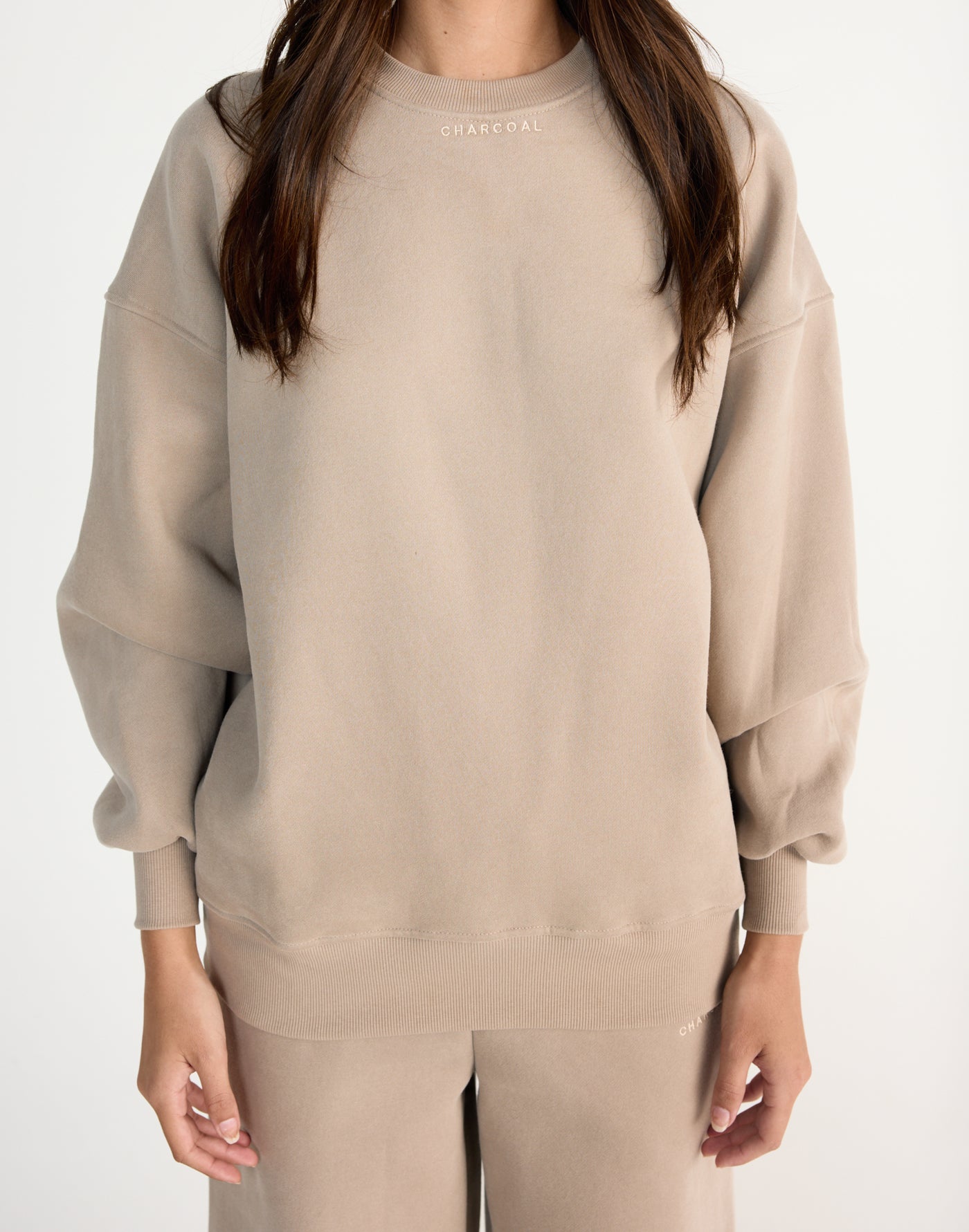 Ellis Sweatshirt (Stone) | CHARCOAL EXCLUSIVE | Crew neck jumper with fleece lining - Women's Outerwear - Charcoal Clothing