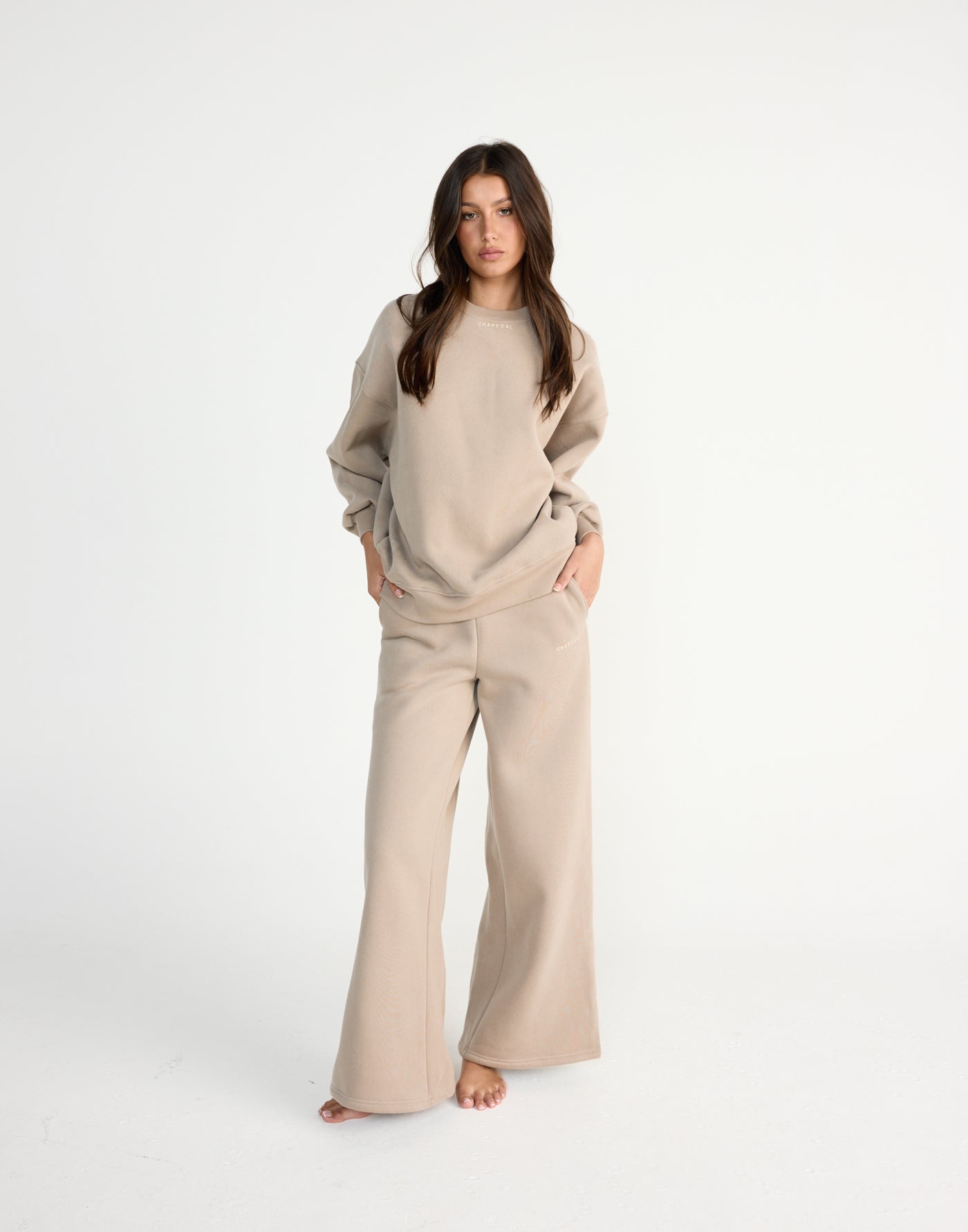 Ellis Sweatshirt (Stone) | CHARCOAL EXCLUSIVE | Crew neck jumper with fleece lining - Women's Outerwear - Charcoal Clothing