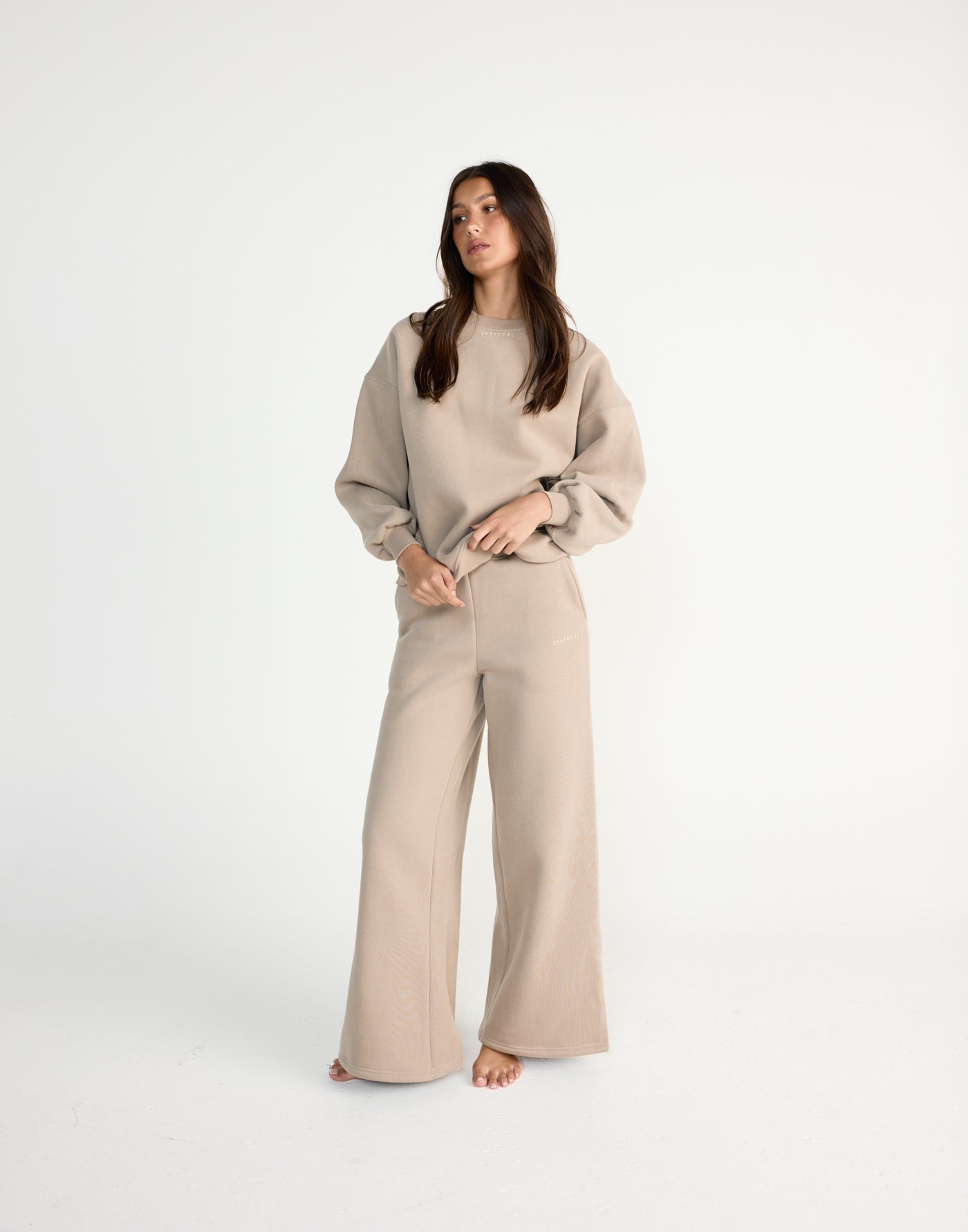 Ellis Sweatshirt (Stone) | CHARCOAL EXCLUSIVE | Crew neck jumper with fleece lining - Women's Outerwear - Charcoal Clothing