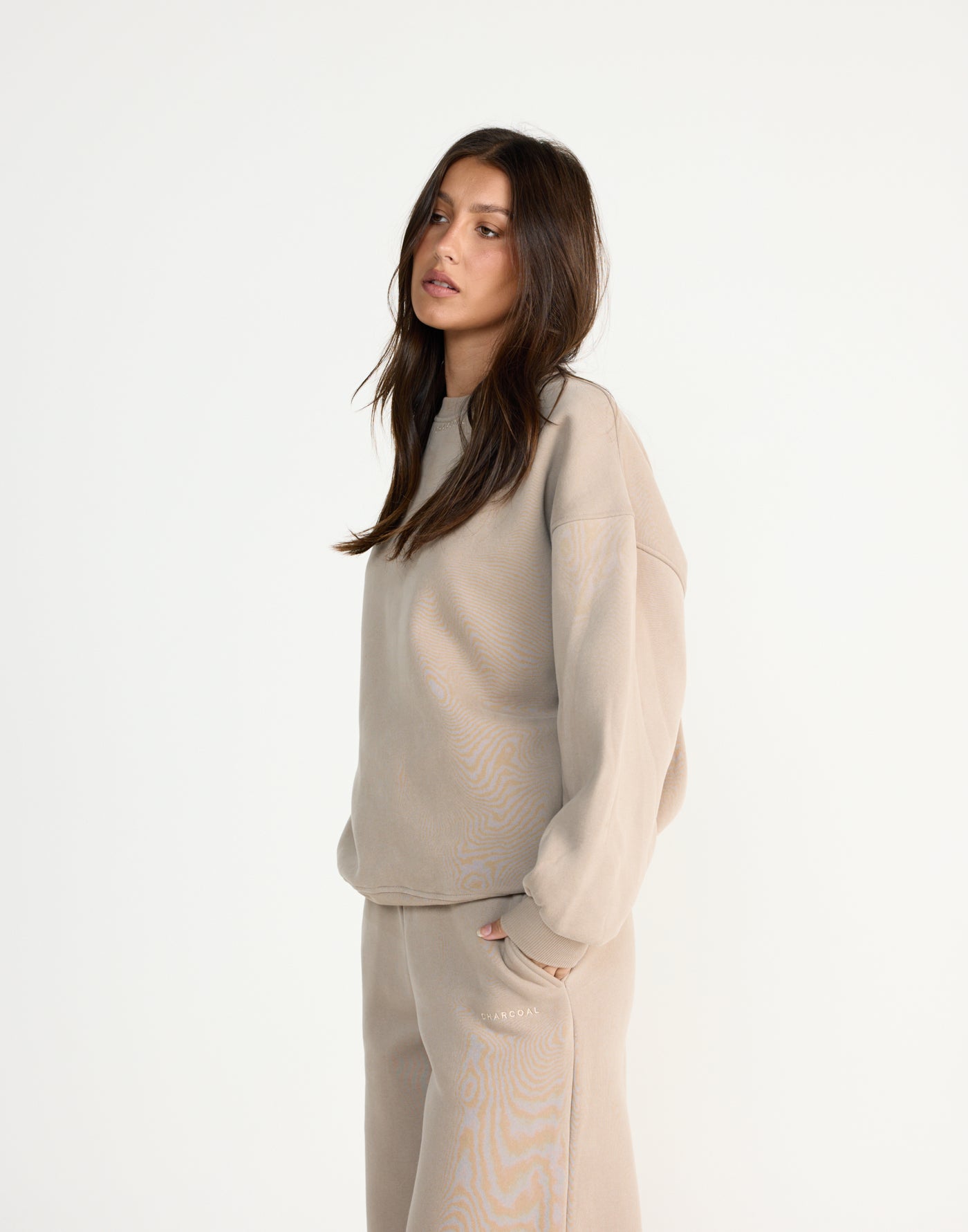 Ellis Sweatshirt (Stone) | CHARCOAL EXCLUSIVE | Crew neck jumper with fleece lining - Women's Outerwear - Charcoal Clothing