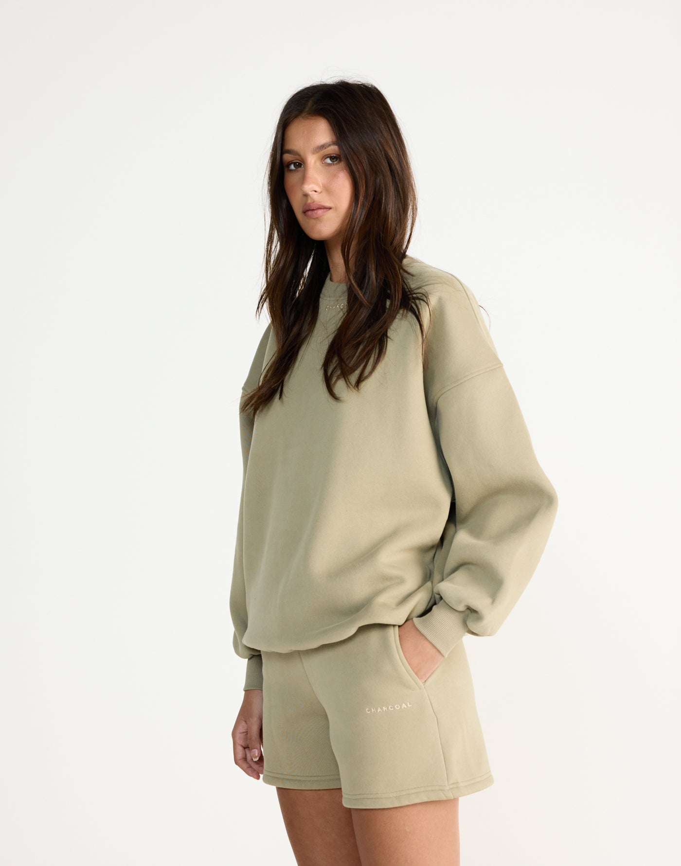 Ellis Sweatshirt (Matcha) | CHARCOAL EXCLUSIVE | Crew neck jumper with fleece lining - Women's Outerwear - Charcoal Clothing