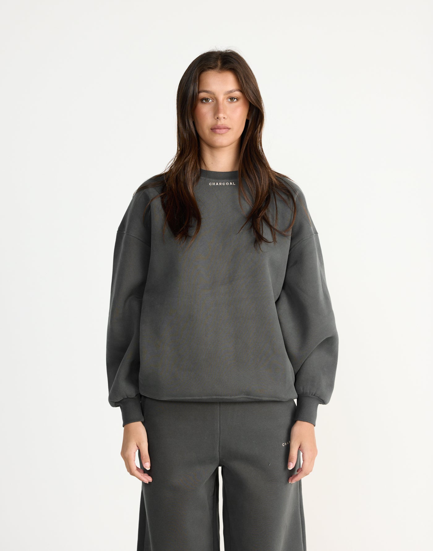 Ellis Sweatshirt (Slate) | CHARCOAL EXCLUSIVE | Crew neck jumper with fleece lining - Women's Outerwear - Charcoal Clothing
