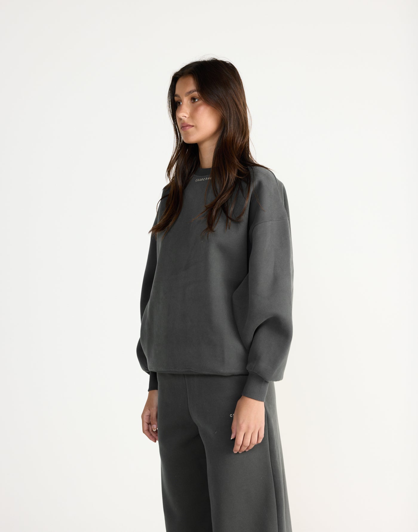 Ellis Sweatshirt (Slate) | CHARCOAL EXCLUSIVE | Crew neck jumper with fleece lining - Women's Outerwear - Charcoal Clothing
