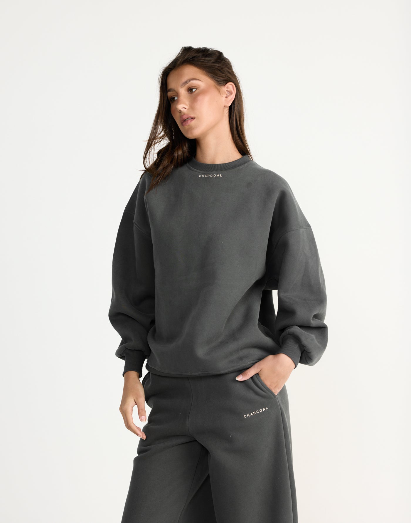 Ellis Sweatshirt (Slate) | CHARCOAL EXCLUSIVE | Crew neck jumper with fleece lining - Women's Outerwear - Charcoal Clothing